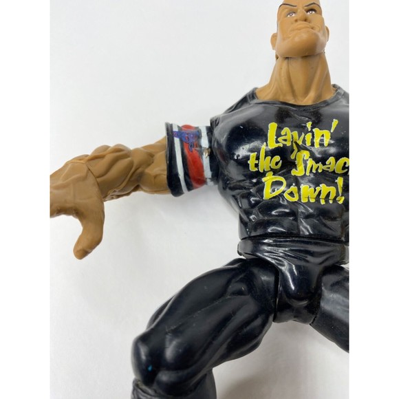 1999 WWF Jakks The Rock "Layin' the Smack Down" Maximum Sweat Series 3 Figure - Picture 10 of 11